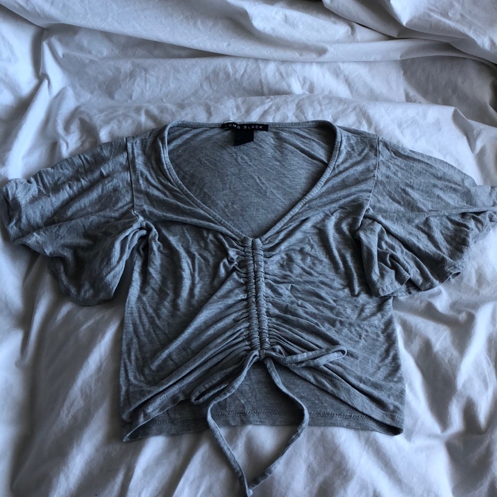 Grey drawstring crop top